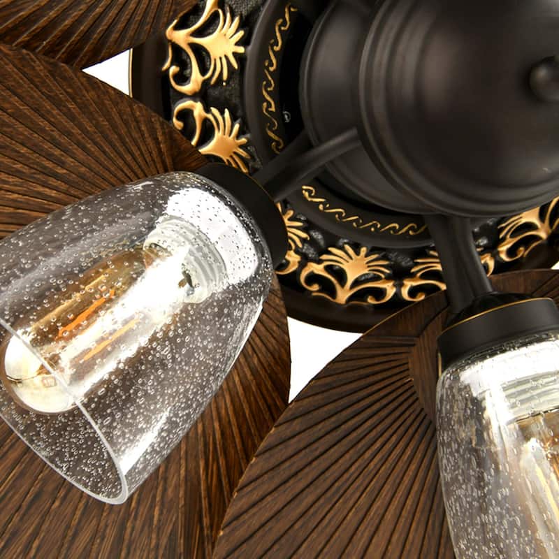 Moasis 52" Tropical Indoor/Outdoor Ceiling Fans with Remote, 5 Blades